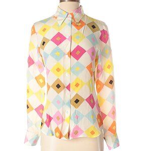 MAX STUDIO size S Abstract  Yellow and Pink Silk blouse in excellent condition